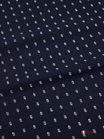 Теплый хлопок "Мелкие белые веточки" цв.чернильный, ш.1.48м, хлопок-100%, 160гр/м.кв