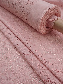 Шитье "Роскошь" цв.пыльная роза, ш.1.5м (вышит.часть1.39м), батист, хлопок-100%, 80гр/м.кв