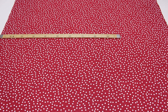 Штапель "Россыпь белого гороха (7мм)" цв.красно-бордовый, ш.1.44м, вискоза-100%, 90гр/м.кв
