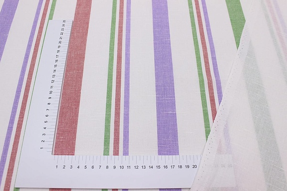 Полулен пестротканый "Полоски" цв.сиреневый/бордовый/зеленый, ш.1.5м, лен-30%, хл-70%, 135гр/м.кв