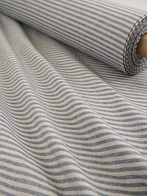 Полульняной перкаль постельный "Полоска (0,5см*0,5см)" цв.джинсово-синий меланж, (комп), ш.2.2м, лен-30%, хл-70%, 120гр/м.кв