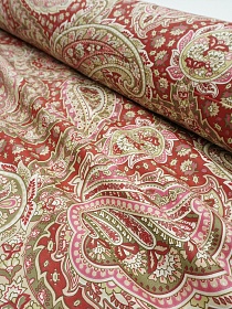 Сатин "Восточная роспись" цв.красный терракот, ш.2.5м, хлопок-100%, 115гр/м.кв
