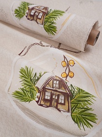 Рогожка "Время сказки" цв.бежевый, ш.1.5м, хлопок-100%, 150гр/м.кв, раппорт 64см