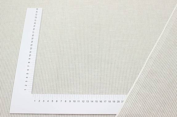 Полулен "Мелкая бежевая полоска", ш.1.5м, лен-55%, хлопок-45%, 150гр/м.кв