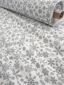 Бязь "Серые снежинки на белом", ш.1.5м, хлопок-100%,110гр/м.кв