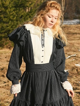 Платье из пестряди "Средняя полоска на черном"