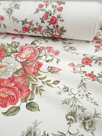 Ситец "Дуняшин букет" (Гол.платок 0.95м*1.00м) цв.белый, ш.0.95м, хлопок-100%, раппорт 100см