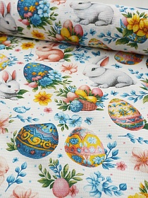 Вафельное полотно "Пасхальные пушистики", ш.1.5м, хлопок-100%, 140гр/м.кв