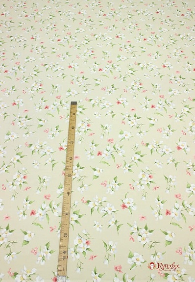 Перкаль "Гортензия - белые цветы", (комп), ш.2.2м, хлопок-100%, 115гр/м.кв