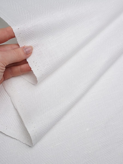 Полульняной жаккард "Елочка" цв.белый, ш.1.6м, лен-50%, хлопок-50%, 210гр/м.кв