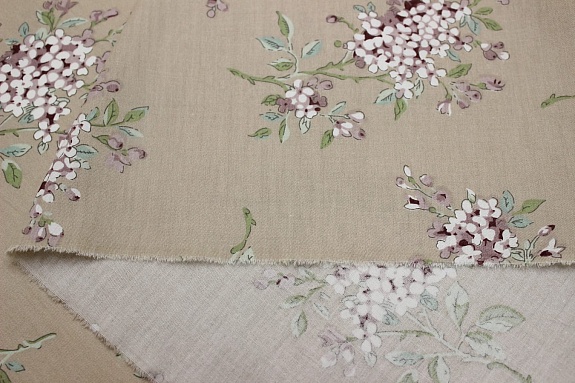 Сатин "Аромат сирени" цв.бежево-кофейный, ш.2.35м, хлопок-100%, 110гр/м.кв