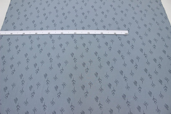 Муслин двухслойный с эф.жатости "Деревца" цв.светло-зеленое море, ш.1.36м, хлопок-100%, 120гр/м.кв