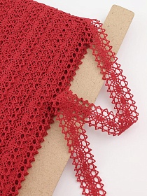 Кружево цв.красный, ш.19мм, хлопок-90%, п/э-10%, рис.047/16