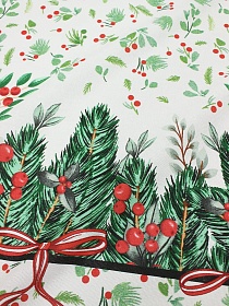 Мерный лоскут (ткань в отрезах) Рогожка "Новогодний восторг", ш.1.5м, хлопок-100%, 165гр/м.кв