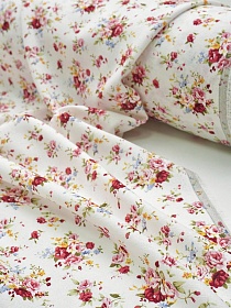 Лен с вискозой (Digital) "Букеты роз на белом", СОРТ2, ш.1.35м, лен-70%, вискоза-30%, 175гр/м.кв