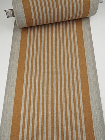 Холст-дорожка "Полоски оранжевые" цв.натуральный, ш.0.5м, лен-100%, 300гр/м.кв