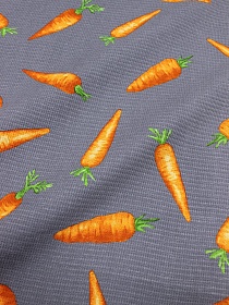 Вафельное полотно (холст) "Морковки на сером", СОРТ2, ш.0.5м, хлопок-100%, 170гр/м.кв