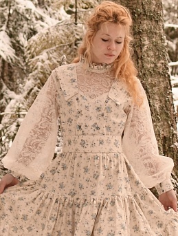 Платье из импортного хлопка "Голубые букетики роз"