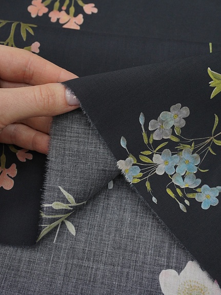 Батист "Полевое соло" цв.черный, ш.1.45м, хлопок-100%, 85гр/м.кв