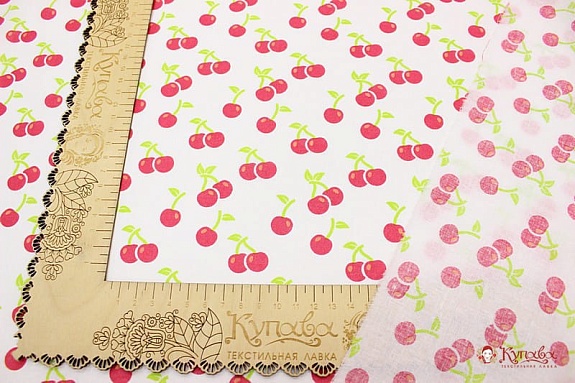 Перкаль "Вишенки", ш.1.5м, хлопок-100%, 105гр/м.кв