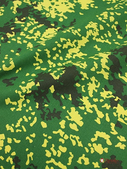 Бязь "Камуфляж - ягель" цв.зеленый/желтый, СОРТ2, ш.1.5м, хлопок-100 %, 142гр/м.кв