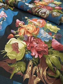 Рогожка "Цветочное искушение", СОРТ2, ш.1.5м, хлопок-100%, 165гр/м.кв, раппорт 63см