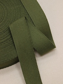 Лента киперная цв.зеленый хаки, ш.27мм, хлопок-100%