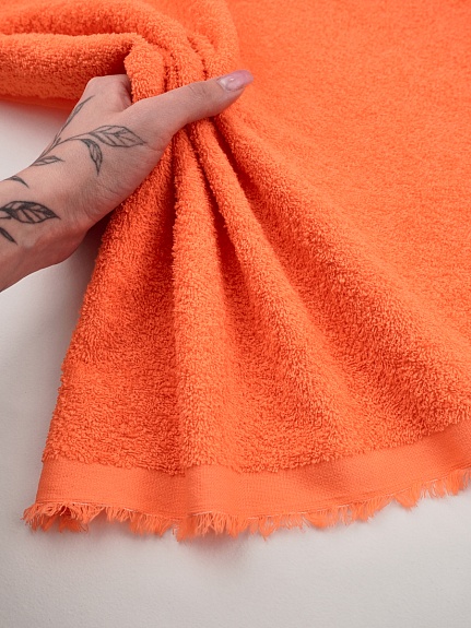 Махровая ткань цв.Оранжево-коралловый, ш.1.5м, хлопок-100%, 350гр/м.кв