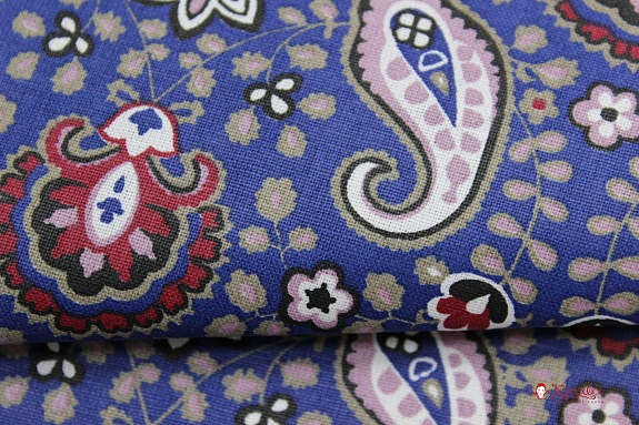 Бязь "Барановские мотивы на синем", ГОСТ, шир.1.5м, хлопок-100%, 142гр/м.кв