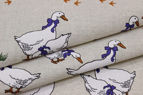 Полулен "Гуси" (на т.суровом), ш.1.5м, лен-30%, хлопок-70%, 147гр/м.кв