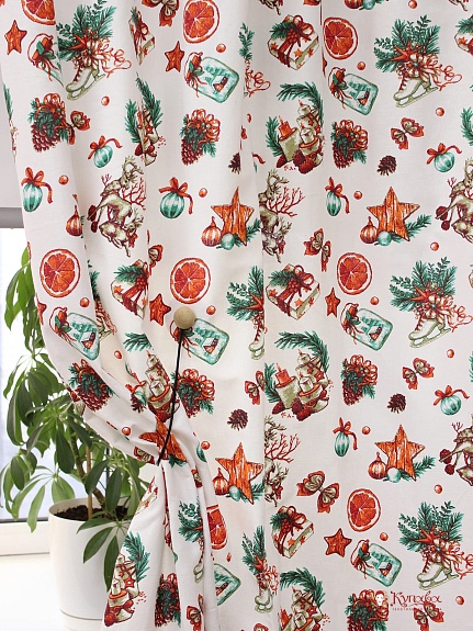 Хлопколен "Рождественское настроение" ш.1.5м, лен-9%, хлопок-91%, 200гр/м.кв