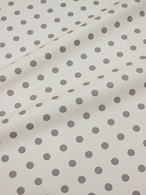 Рогожка Премиум "Серо-коричневый горох (1см) на бежевом", СОРТ2, ш.1.5 м, хлопок-100%, 160гр/м.кв