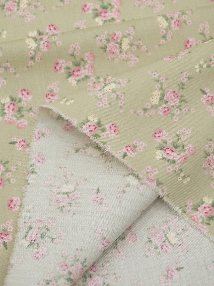 Сатин "Крошечная нежность" цв.св.оливково-серый, ш.2.35м, хлопок-100%, 110гр/м.кв