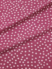 Штапель "Россыпь молочных лютиков на лилово-бордовом", ш.1.45м, вискоза-100%, 100гр/м.кв