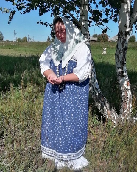 Сарафан и блуза в русском стиле из ситца