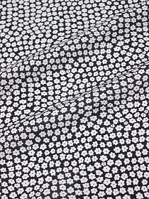 Штапель "Маленькие белые цветочки на черном", ш.1.44м, вискоза-100%, 90гр/м.кв