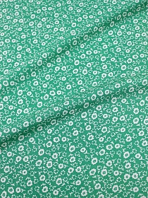 Штапель "Белые незабудки" цв.насыщенный нефритовый, СОРТ2, ш.1.44м, вискоза-100%, 100гр/м.кв
