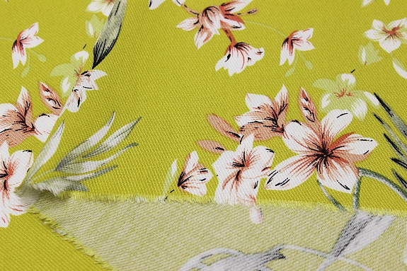 Плательная вискоза "Тропиканка" цв.оливково-горчичный, СОРТ2, ш.1.45м, вискоза-100%, 135гр/м.кв