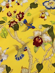 Интерьерный хлопок "Дикая орхидея" цв.желтый, ш.1.5м, хлопок-100%, 210гр/м.кв