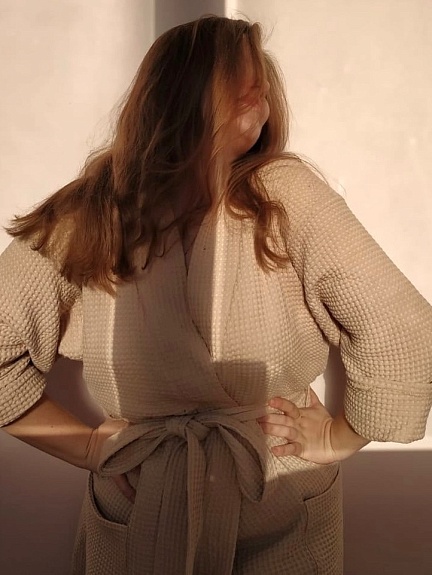 Халат из полульняного вафельного полотна