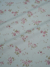 Теплый хлопок "Розовый винтаж" цв.серый с мятным оттенком, ш.1.45м, хлопок-100%, 160гр/м.кв