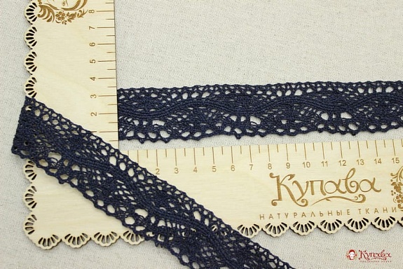 Кружево цв.чернильный, ш.32мм, хлопок-90%, п/э-10%#016736