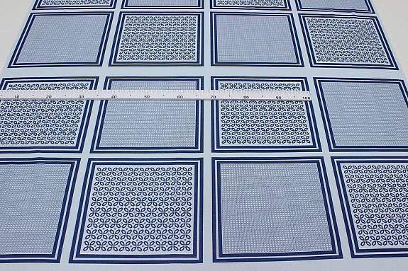 Ситец Крой носовых платков "Дамиан" цв.синий, СОРТ2, ш.1.35м, хлопок-100%, раппорт 63.5см