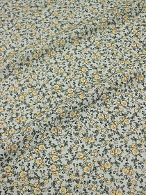 Вискоза с хлопком "Дарина (желтые цветочки)", ш.1.49м, хлопок-50%, вискоза-50%, 90гр/м.кв