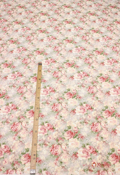 Бязь "Винтажные букеты роз", ГОСТ, ш.2.2м, хлопок-100%, 142гр/м.кв