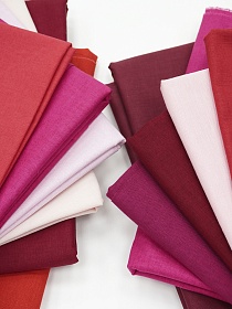 Комплект лоскута 1кг Хлопок однотонный (розово-красная гамма)