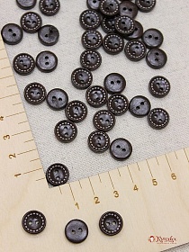 Пуговица с штрихами по кругу темное дерево,11 мм, 2 отверстия