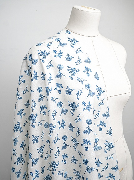 Лен с вискозой сорочечный (Digital) "Хейли" цв.молочно-белый, ш.1.45м, лен-49%, вискоза-51%, 135гр/м.кв