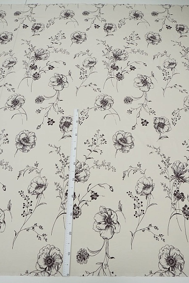 Поплин "Цветалина" цв.св.бежево-серый, (комп), ш.2.2м, хлопок-100%, 110гр/м.кв