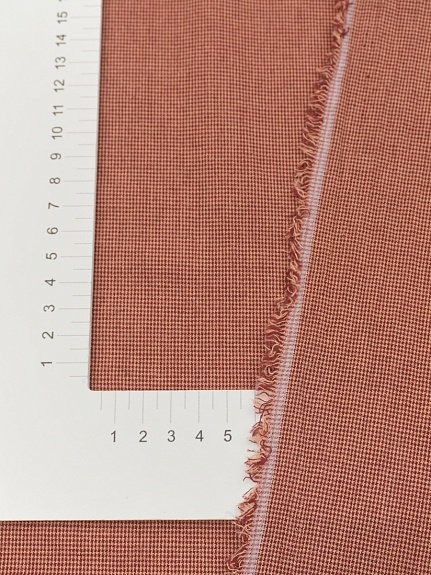 Вареный (стираный) хлопок "Микроклетка" цв.бордовый/бежевый, ш.2.5м, хл-100%, 110гр/кв.м